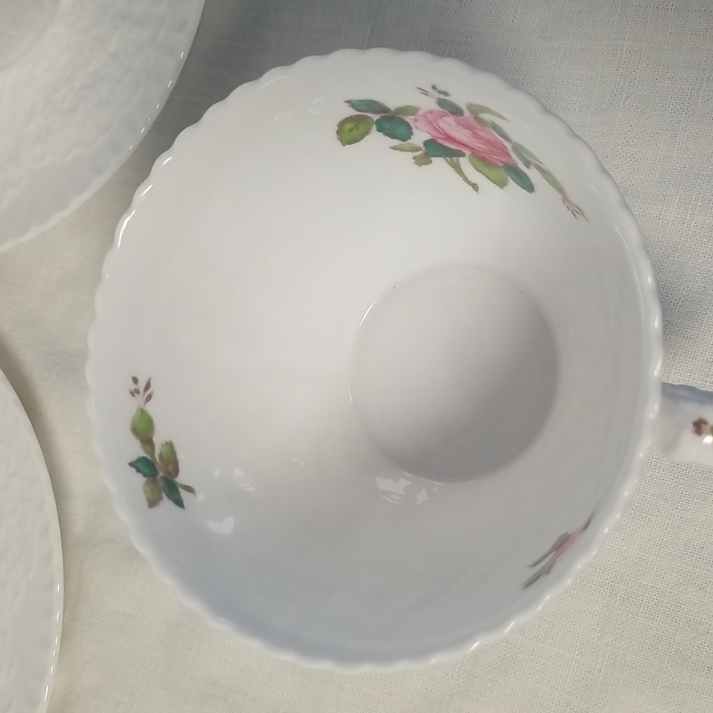 SPODE BRIDAL ROSE Vintage Bone China England Teacups and Saucers Bundle - Picture 5 of 7